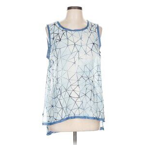 Simply Vera Vera Wang Sleeveless Sheer Blouse Blue Geometric S
